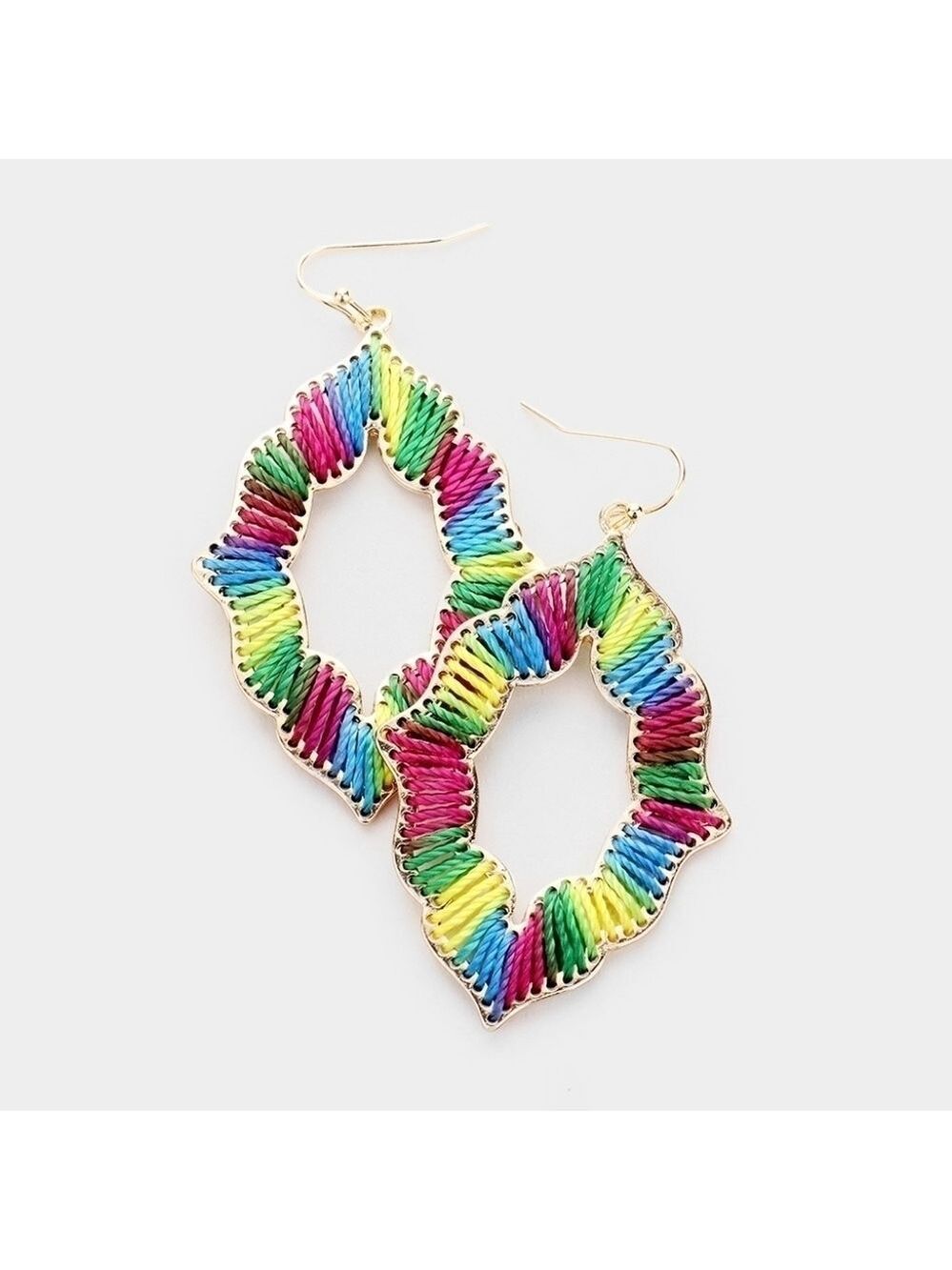 NEW Bohemian Colorful Woven Threaded Dangle Earrings Multi